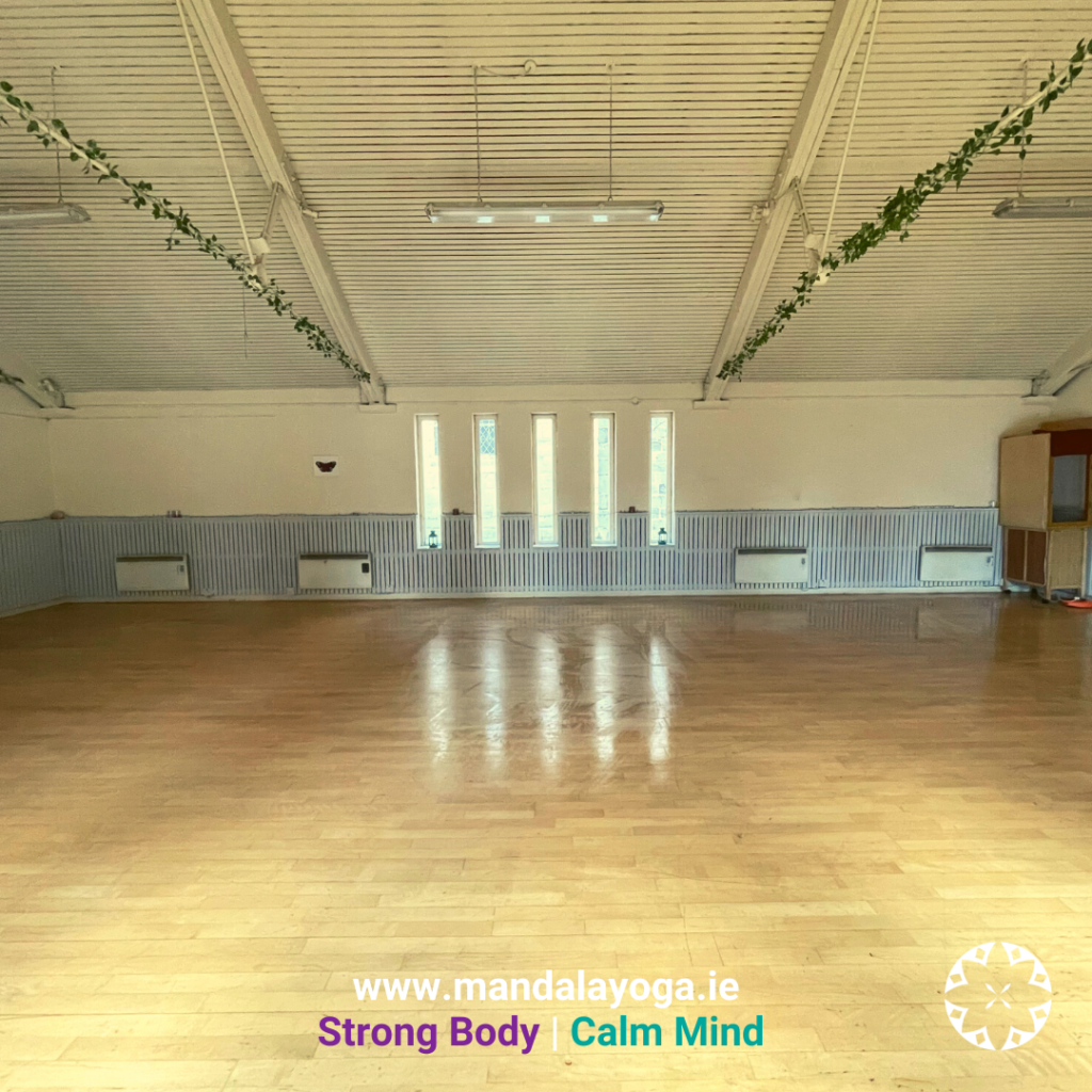 Mandala yoga studio with windows and bright space